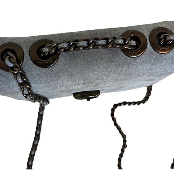 COACH MADISON GRAY PEBBLE LEATHER & SUEDE CROSSBODY BAG NWT W/DUSTBAG RARE - Picture 5 of 16